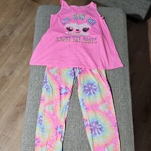 Justice Pink Top and Tie-Dye Pajama Set